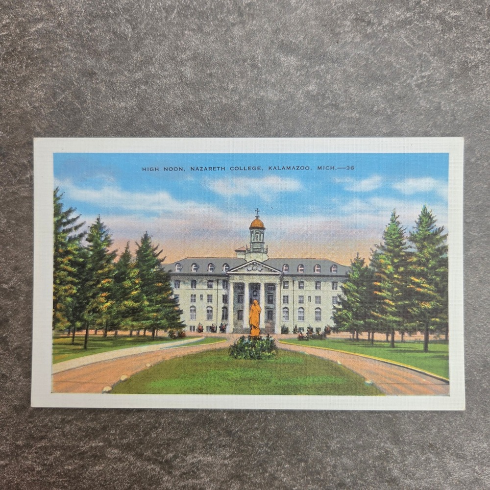 Nazareth College Kalamazoo Michigan High Noon Linen Postcard 7690N